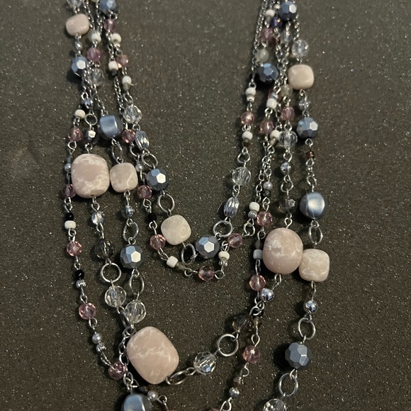 Lia Sophia Multi-Strand Pink and Blue Necklace - Picture 2 of 3